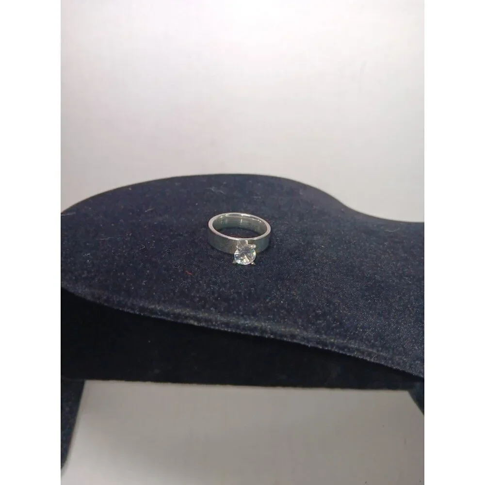 Wide Band Solitaire Womens Costume Diamond Ring